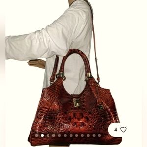 Brahmin Brown Crocodile Embossed Shoulder Bag